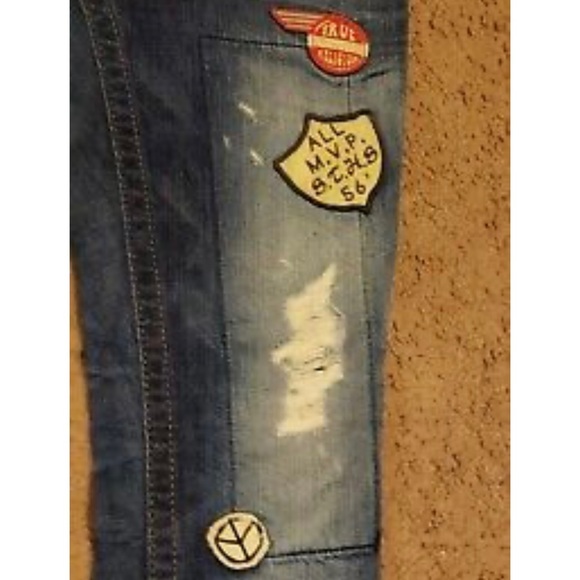 True Religion Vintage Women’s Boyfriend Patch Jeans - Picture 3 of 7
